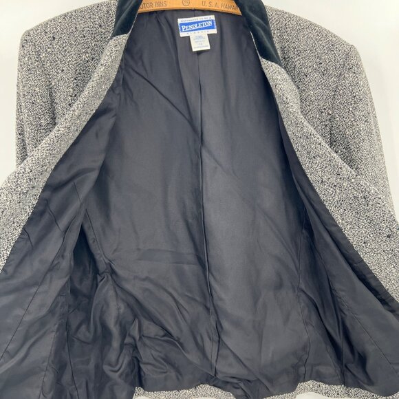 Pendleton Wool Blazer Size 12 Black Velvet Collar Vintage Made in USA Office - Picture 7 of 7